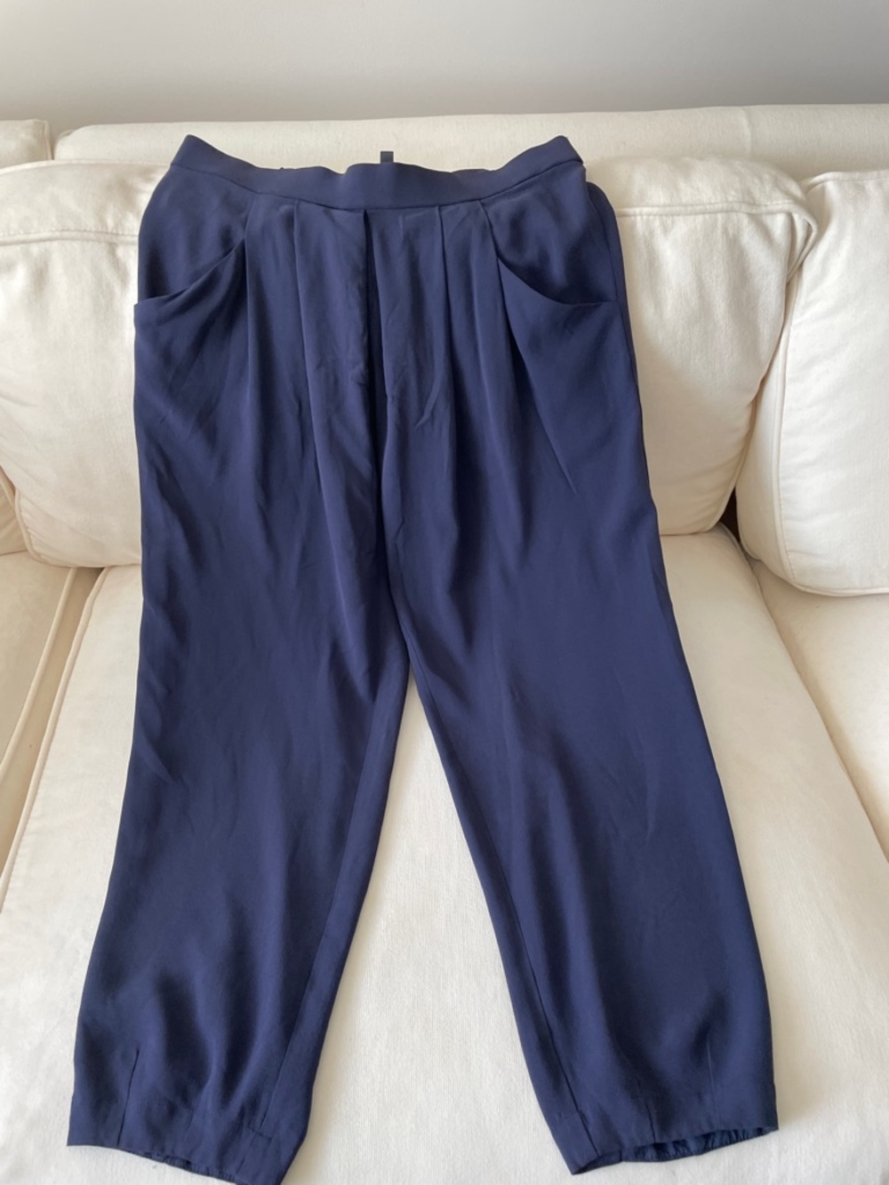 Eileen Fisher Petite Deep Navy Elastic Waist Trousers